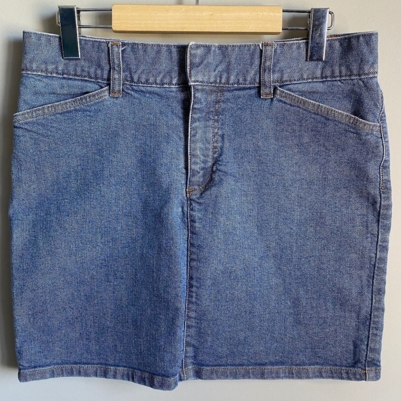 GAP Vintage Hip-Hugger Women's Blue Denim Jean Mini Skirt Stretch Size 8 - Picture 1 of 12